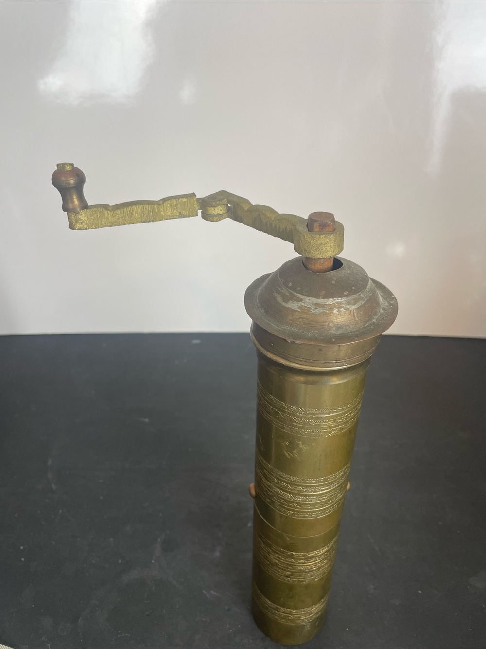 Brass Hand-Crank Pepper Mill Grinder - Olive Brass Finish